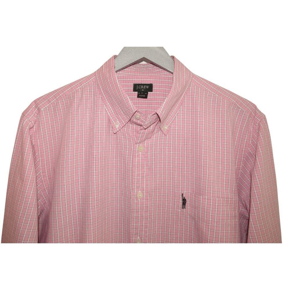 J. Crew Pink & White‎ Plaid Button Up Shirt Sz L - Picture 2 of 4